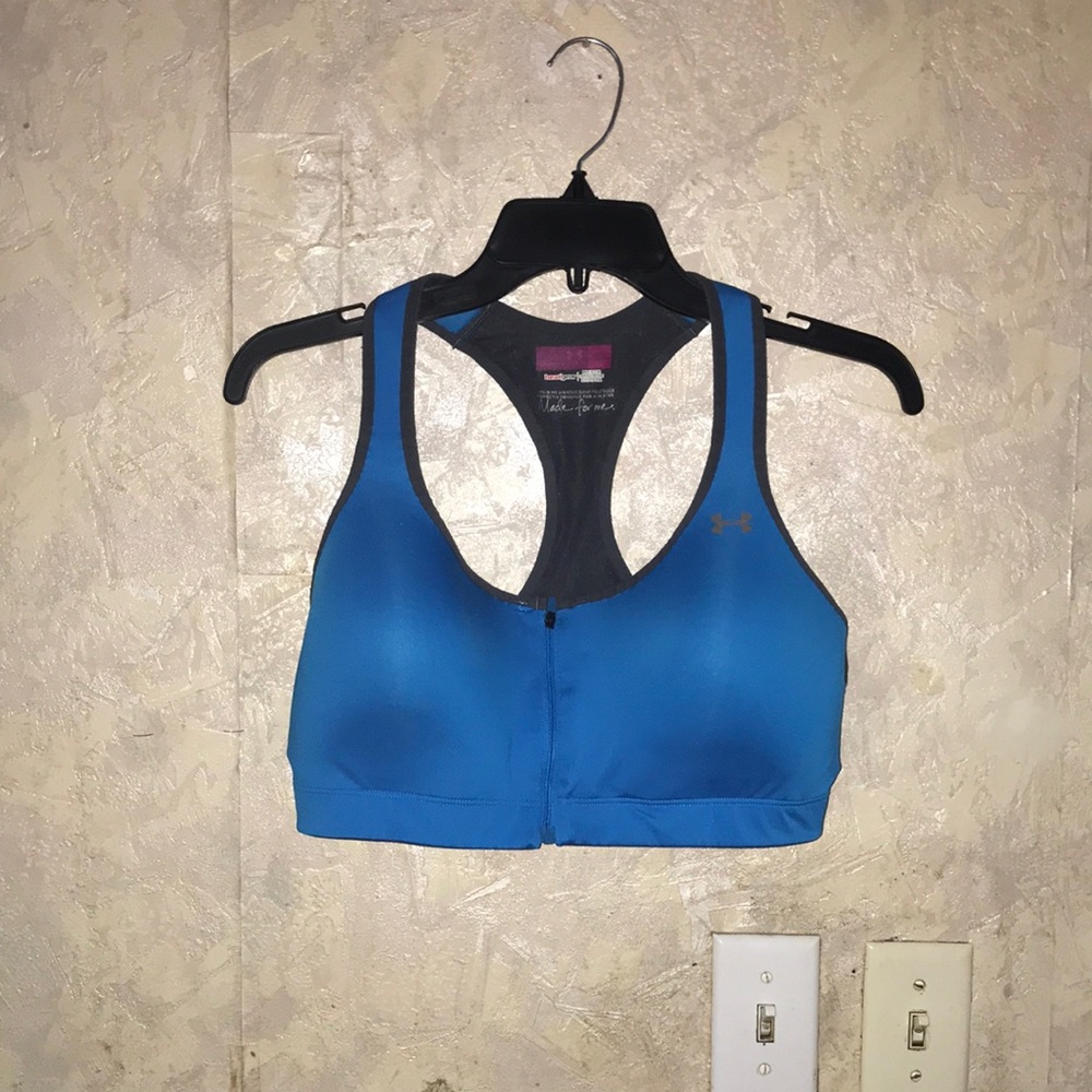 Turquoise & gray under armour sports bra (38DD)